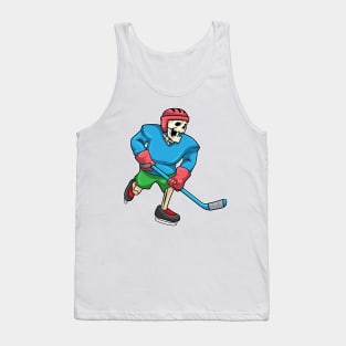 Skeleton at Ice hockey with Ice hockey stick Tank Top